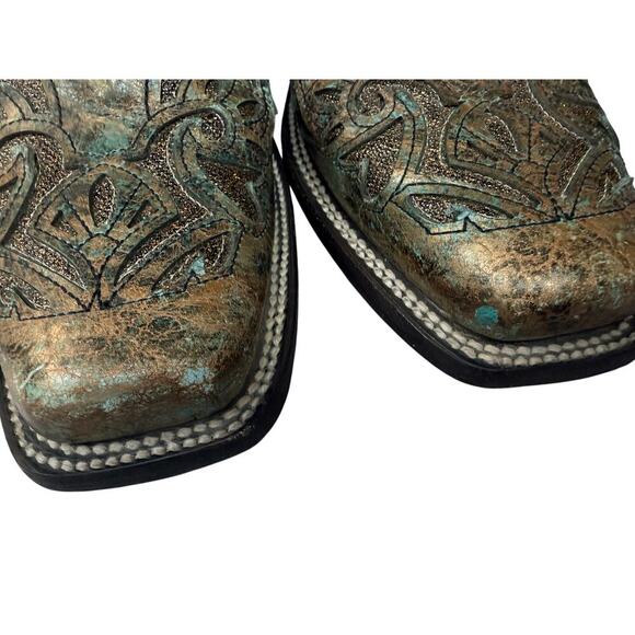 Women’s J.B. Dillon Reserve Distressed Turquoise Patina Western Boots – Size 11B - Picture 11 of 11